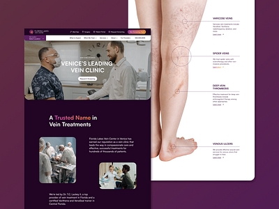 Florida Lakes Vein Center - Web Design doctor facial florida gradient graphic design home page medical modern purple ui ui ux user experience ux vein vein center vein clinic web web design website website design