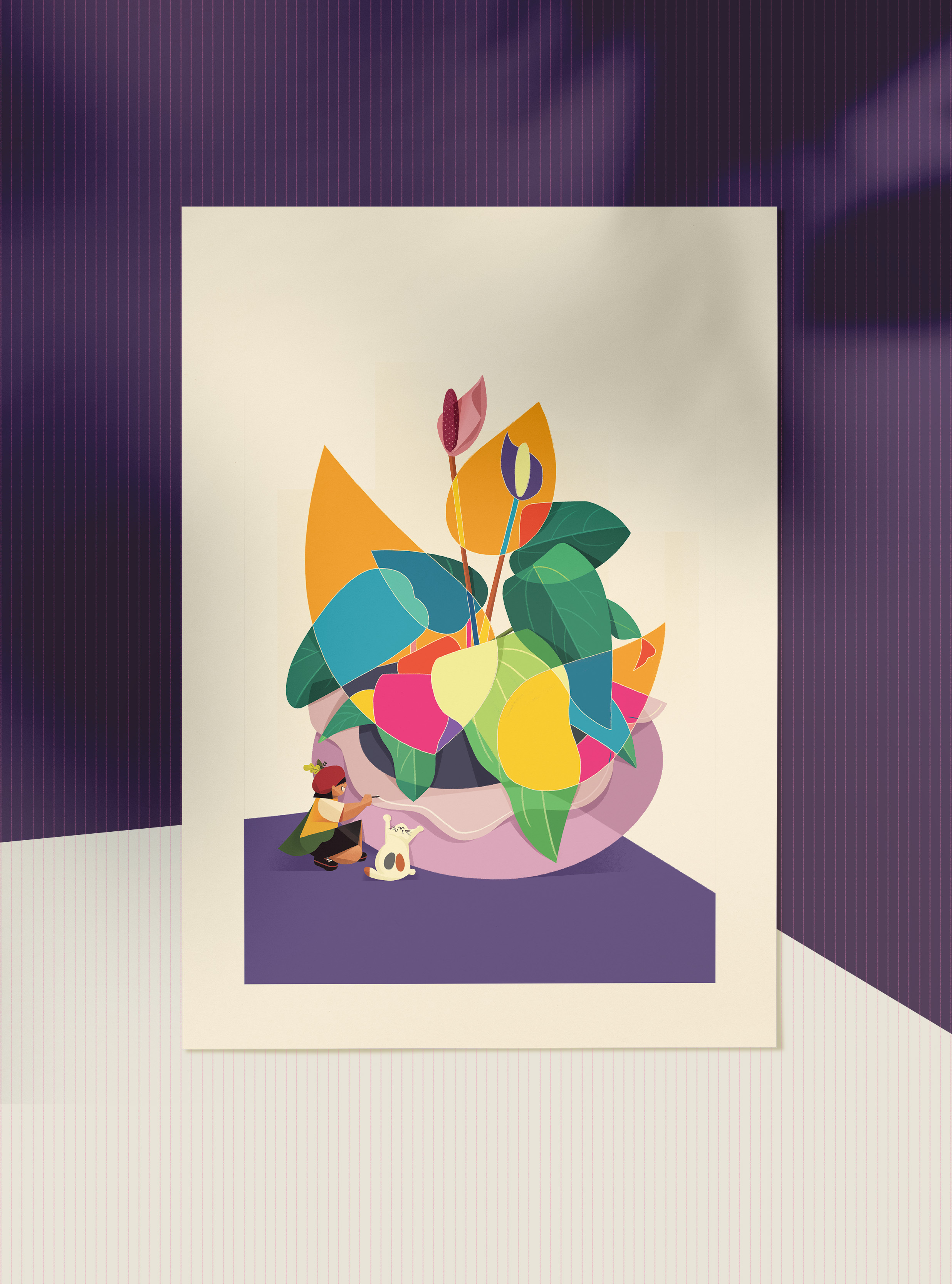 Hồng môn anthurium andraeanum art artwork cat colorful flamingo flower flower ideation illustrator plant thanhsoledas