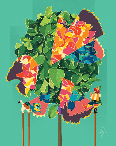 Lân Phụng art artwork botanical cat colorful drawing gif green ideation illustration illustrator jacobs coat plant leaf plant thanh soledas