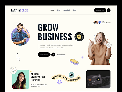 Business Consulting Company Landing Page Design branding business consulting digital agency earthy color agency graphic design homepage mockup solution team startup ui ui ux website