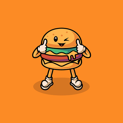 Cute Burger Mascot Smiling butter burger graphic design kawaii