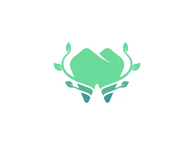 Dental logo dental floral icon implant leaf logo modern mountain vector