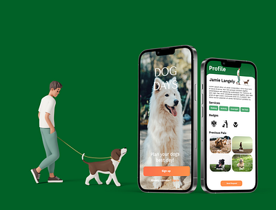 Dribbble Product Design Case Study - Dog Walking App. app design ui ux