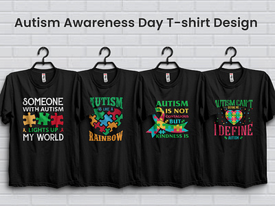 Autism Awareness T-shirt Design Bundle apparel autism autism awareness autism t-shirt autistic awareness children clothing colorful fashion illustration mental health print t-shirt design tee vector