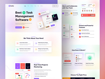 Saas Landing Page For Project Management 🔥🔥 agencywebdesign clean ui homepage design homepagedesign landing page landing page design minimal design mobileappdesign project management saas saas landing page task management ui ui design ux web app website design