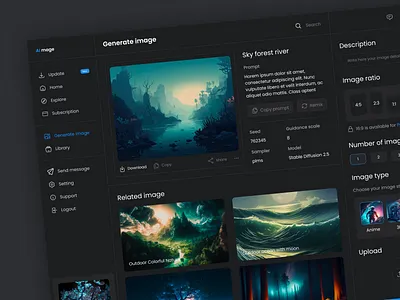 AI Image Generates Design Concept ai app design ai dashboard ai image ai image generate ai website design digital art photo generate ui