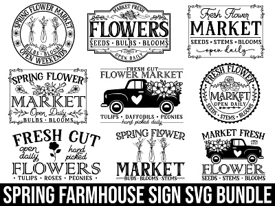 vintage spring sign svg bundle farmhouse sign flower retro sign spring spring farmhouse sign vintage spring sign
