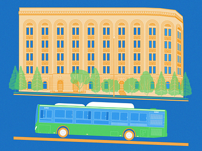 Furmanov & Kurmangazy almaty architecture bus graphic design illustration vector