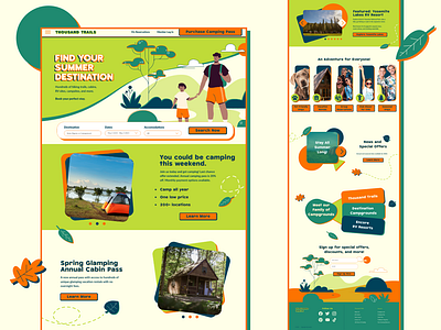 Case Study: Redesigning the UI for a Campgrounds Website bold bright camping figma graphic design green hiking illustration nature neubrutalism outdoors ui visual design website