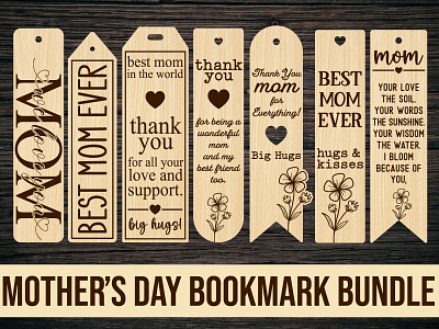 mother's day bookmark bundle laser cut 3d bookmark cut file laser cut mama mom mom book mark mothers day bookmark nana