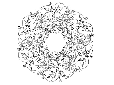 Mandala from the set “Little Cozy Town” Coloring pages. Vector. little cozy town
