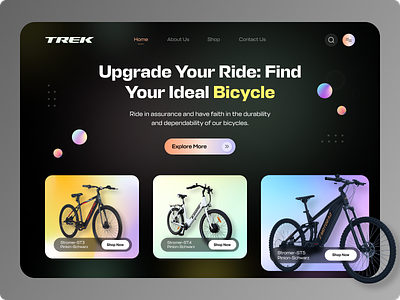Bicycle Store Landing Page UI Design bicycle bike cycle shop cycling dark mode e commerce ecommerce fitness home page landing page marketplace online store shop shopping store tour de france uidesign web design website website design