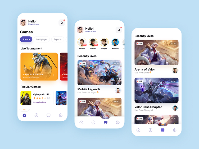 Game Streaming App UI Design by I Can Infotech on Dribbble