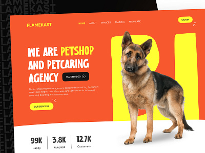 Petcare Website Design | Landing Page UI anding page design flamekast hero home page homepage landingpage pet care pet food pet store petcare pets petshop petstore ui design uiux web design webdesign website