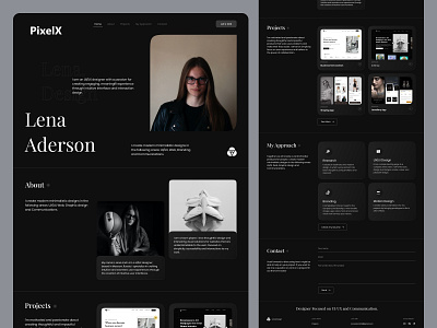UIUX Designer Portfolio Site black theme clean cool design landing page minimal portfolio site professional ui uiux uiux designer site ux website