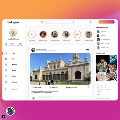 Instagram Web Ui adobexd branding design dribble facebook figma graphic design illustration instagram logo ui vector whatsapp