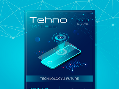 Techno, Tech, MobiFest, Isometric 3d design flyer grafik design ill iso isometric mobil plakat techno techno festival technologic