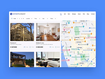 Connect Budapest – find a property page buy clean design find flat house map minimal property search sell ui user experience user interface ux web web design
