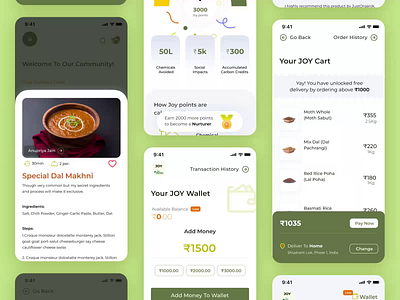 JOY Just Organik | An Organic Groceries | e-Commerce Platform branding carboncredits checkout design ecommerce food gogreen greenui groceries landing page loyalty mobile app organic rmgx shopping cart ui ux wallet