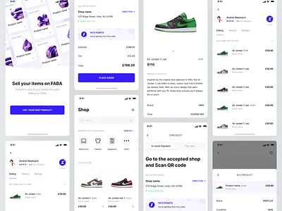 Faba Market - e-commerce app app design cart catalogue checkout design e commerce app ecommerce fashion marketplace mobile app online shop online store payment products shoes app shop app shopping shopping app style uiux