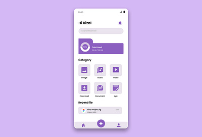 Design mobile app homepage for file manager apps document download figma filemanager homepage music ui ux video