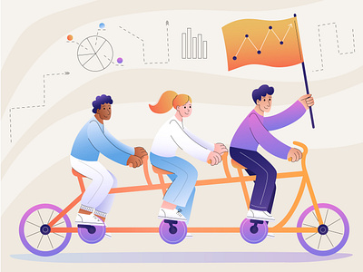 Teamwork and leadership. Innovative process illustration business clean coach collaboration company corporate drawing illustration leader lineart minimal modern partnership people professional team teamwork trainer vector winner