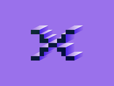 36 Days of Type - X 36 days of type blocks gradient letter pixel purple retro type typography x