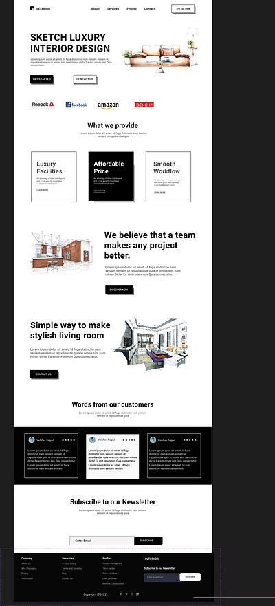 Interior design ui ux web