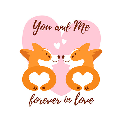 Welsh corgis in love. Valentines Day card animal butt corgi couple cute doggy dogs funny heart illustration in love love pet puppy romantic st valentine day valentines day vector wedding