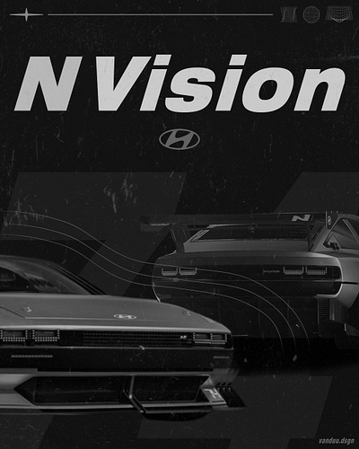 Hyundai N Vision 74 - Poster Concept Design banner banner design car cars creative design graphic graphic design hyundai minimal poster poster design