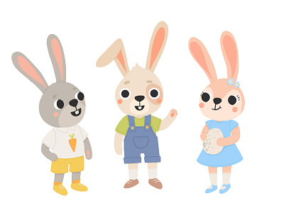 Rabbit friends book bunny character childrensbook concept design fairytales flat hare illustration rabbit vector