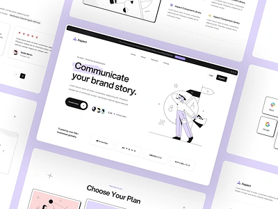 Flowbase: Aspect UI Collection component framer template landing page saas saas landing ui cards ui collection ui library webflow template website