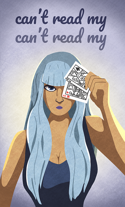 Lady Gaga - Poker Face 00s concept design digital art digital illustration freelance illustration lady gaga procreate retro song cover art