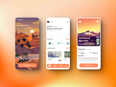 Travel App UI 🏔️🛩️ app app ui branding design graphic design illustration logo ui uiux vector