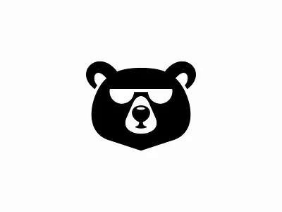 Cool Bear Logo animal bear branding character cool design gaming geometric icon identity illustration logo mark mascot negative space playful sports sunglasses symbol vector