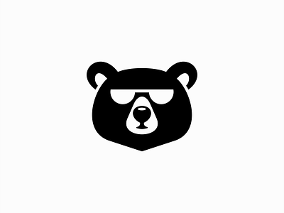 Cool Bear Logo animal bear branding character cool design gaming geometric icon identity illustration logo mark mascot negative space playful sports sunglasses symbol vector
