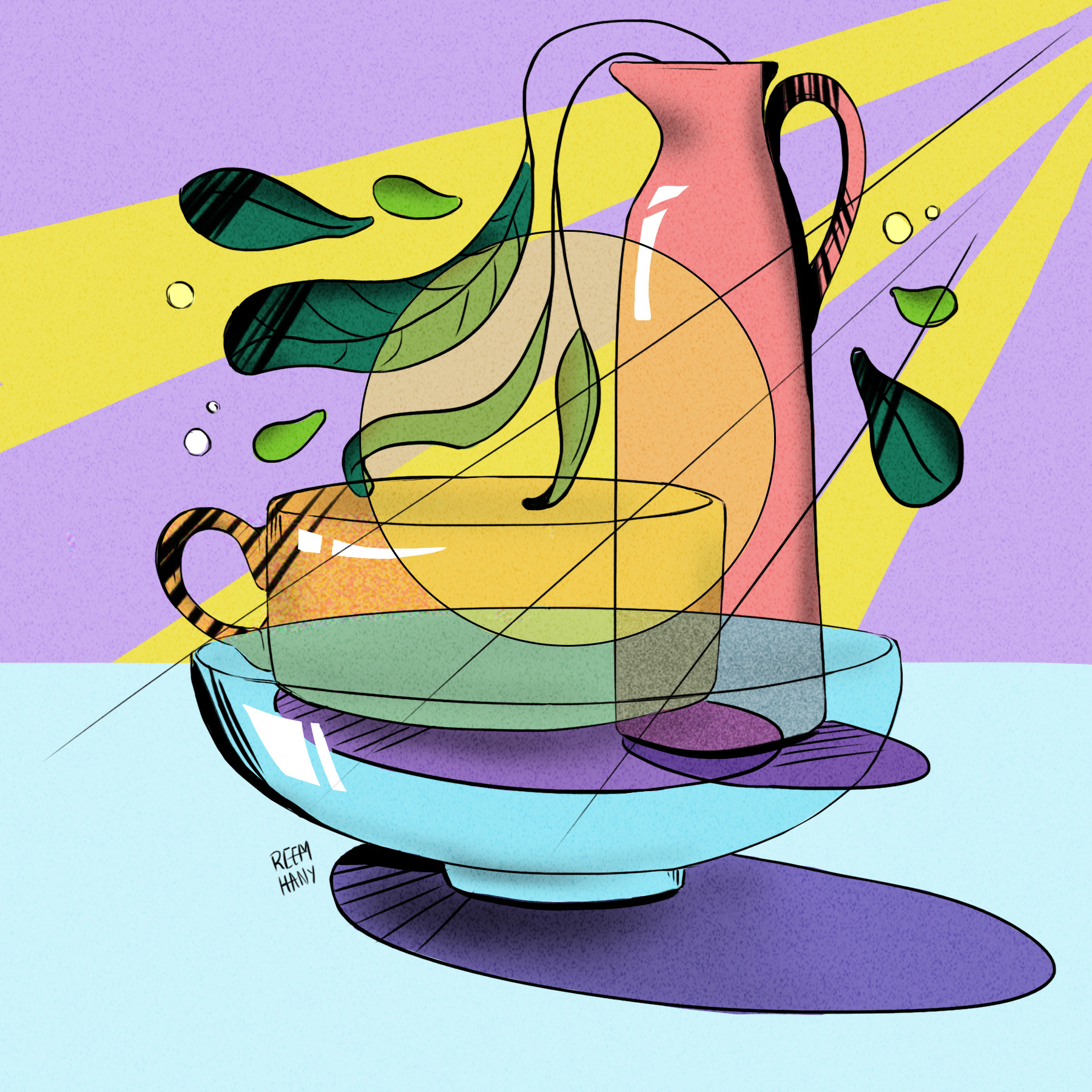 Still Life art artwork bowl colorful composition digital art draw drawing freelance illustrator illustration illustrator lights noise plants shadows still life texture vase