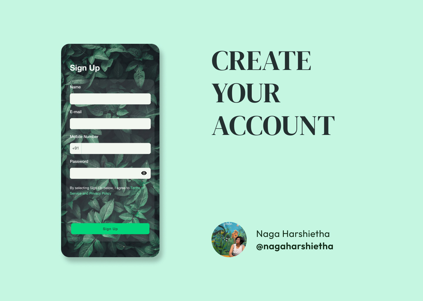 Example of Sign Up page
