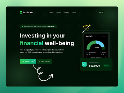 Finance header - concept 2 dashboard design minimal product design sass ui uiux web