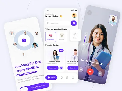 Medical Consultation App app doctor exploration healthcare hospital medical app medical interface medicine minimal design mobile mobile app mobile application mobile lab modern science ui ux visual design