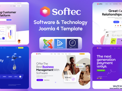 Softec - Software & Technology Joomla 4 Template brand branding codelayers company design envato graphic design illustration it joomla joomla4 logo responsive service software startup template theme themeforest ui