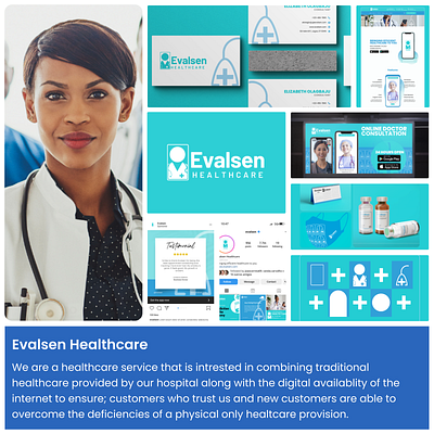 Evalsen Healthcare brand design, logo design, brand guidelines graphics