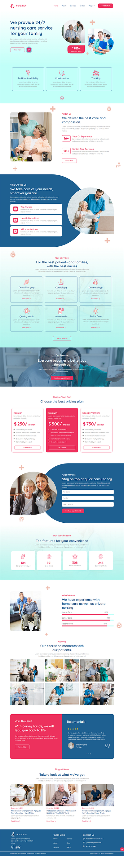 Nursinga - Nursing Home Care & Medical Elementor Template Kit branding design idea graphic design service ui ux website