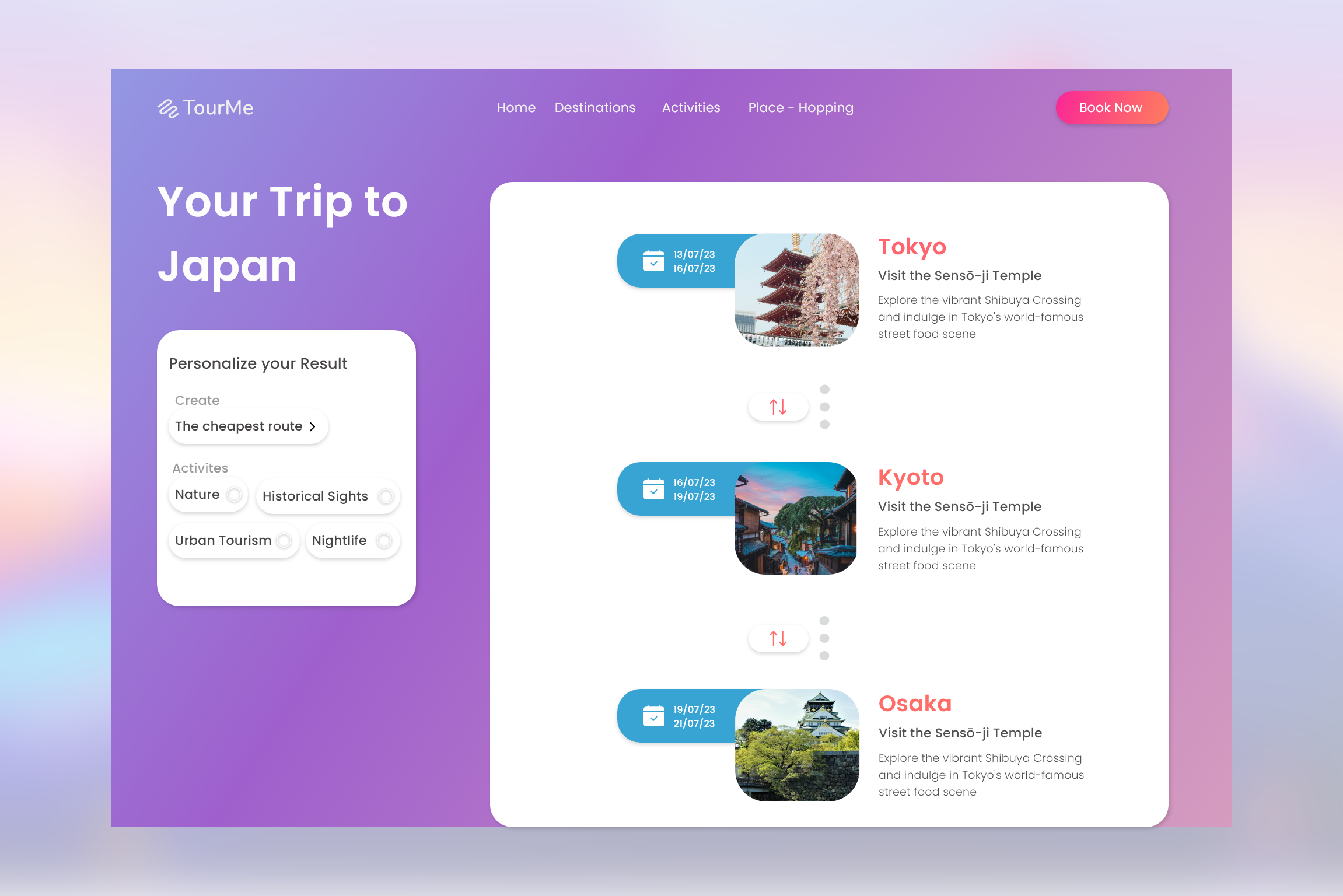 Travel Site - UI by Oriana Katsanikaki on Dribbble