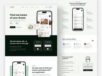 Real Estate App Landing Page Design app landing business design hello dribbble home page landing page minimal property real estate real estate app ui uiux web web design website website design
