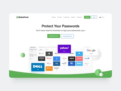 RoboForm Website 3d after effects animation clean clear design figma interaction motion graphics password password manager security software ui user interface web web design website