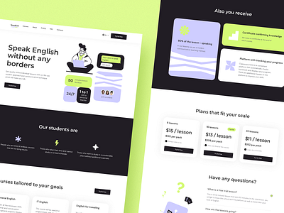 English School Website 🤓 branding concept design education education website english graphic design illustration landing logo platform school study typography ui ux vector web website