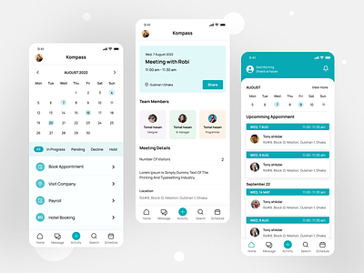 Booking Appointment Dashboard app design booking appointment calendar calendar view chat room dashboard freelance designer google meet meeting meeting appointment meeting invitation meeting room meeting schedule mobile app design office visit appointment pay roll schedule team member visit office zoom