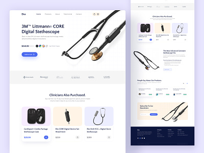 Medical Product Landing Page Design creative design doctor ecommerce website figma hello dribbble homepage design landing page medical product medical website modern patient single product website stethoscope trendy typography ui ux design visual design web design web template website design