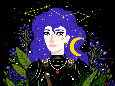 Knight girl armour art cartoon drawing flat girl goddess illustration knight portrait princess purple violet warrior